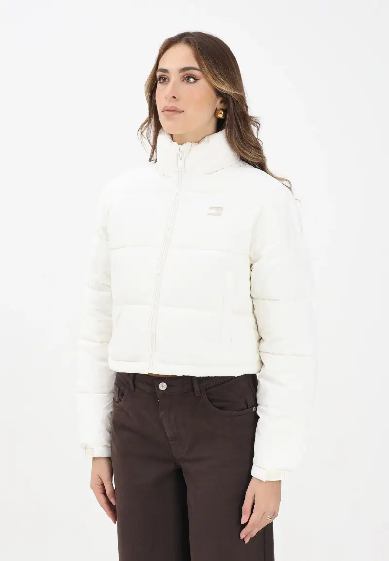 Piumino panna da donna con logo