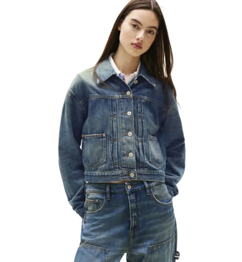 Pleated Trucker W - giacca tempo libero - donna Blue