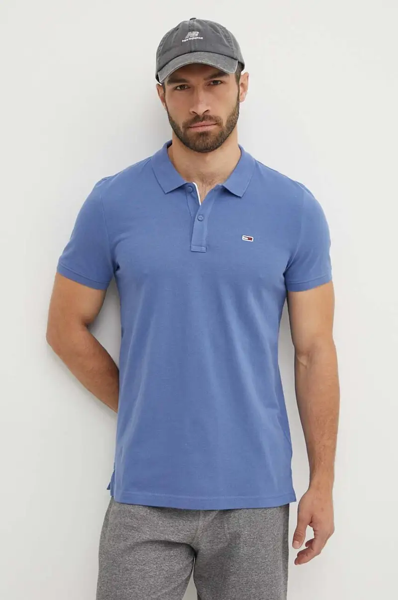 polo in cotone colore blu DM0DM18312 miniatura 2