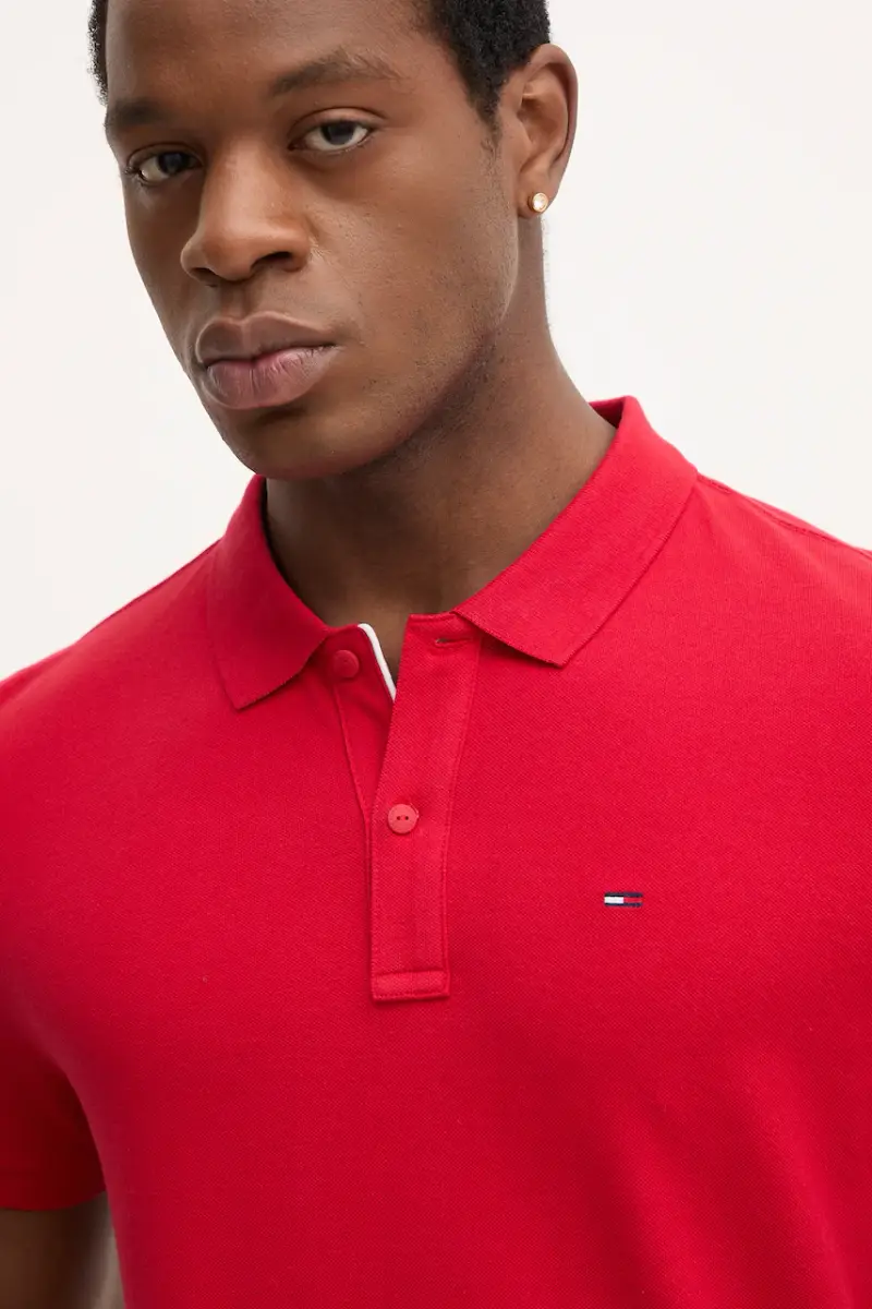 polo in cotone colore blu navy DM0DM20676 Rosso miniatura 3