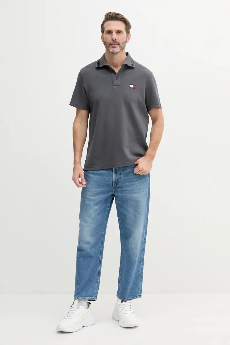 polo in cotone colore grigio DM0DM20917 miniatura 2