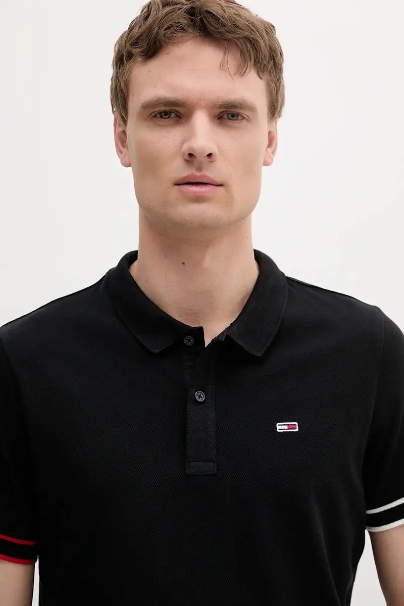 polo in cotone colore nero DM0DM21306 miniatura 3