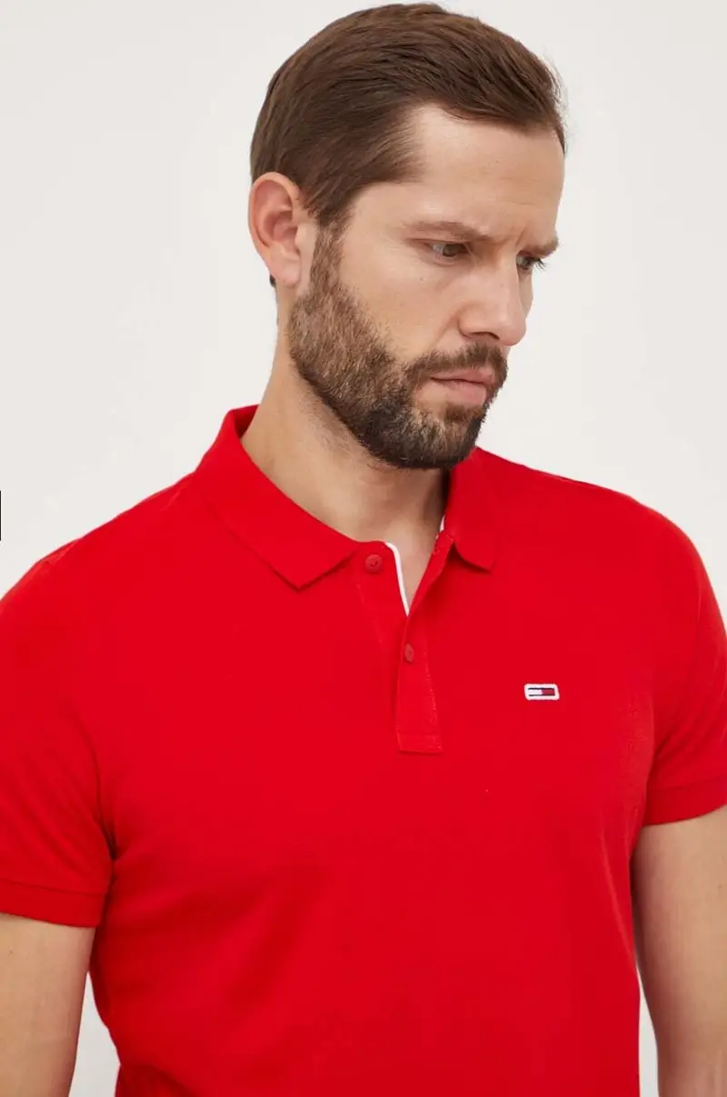polo in cotone colore rosso DM0DM18312 miniatura 2