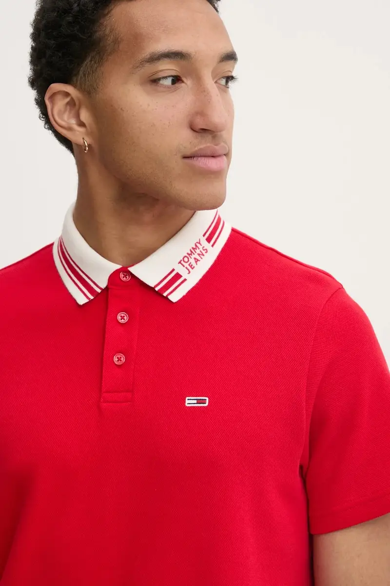 Tommy Jeans Polo Uomo Rosso 3348426 miniatura 4