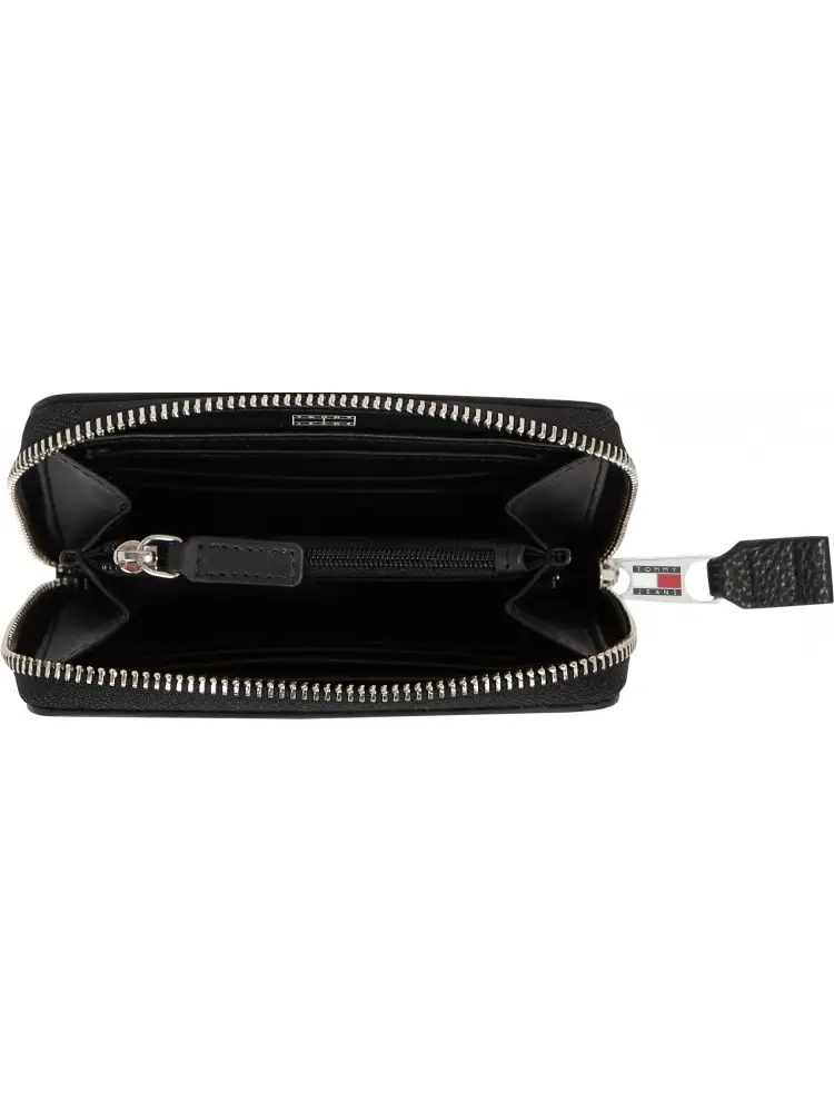 portafoglio nero donna in ecopelle logo in metallo sul davanti miniatura 2