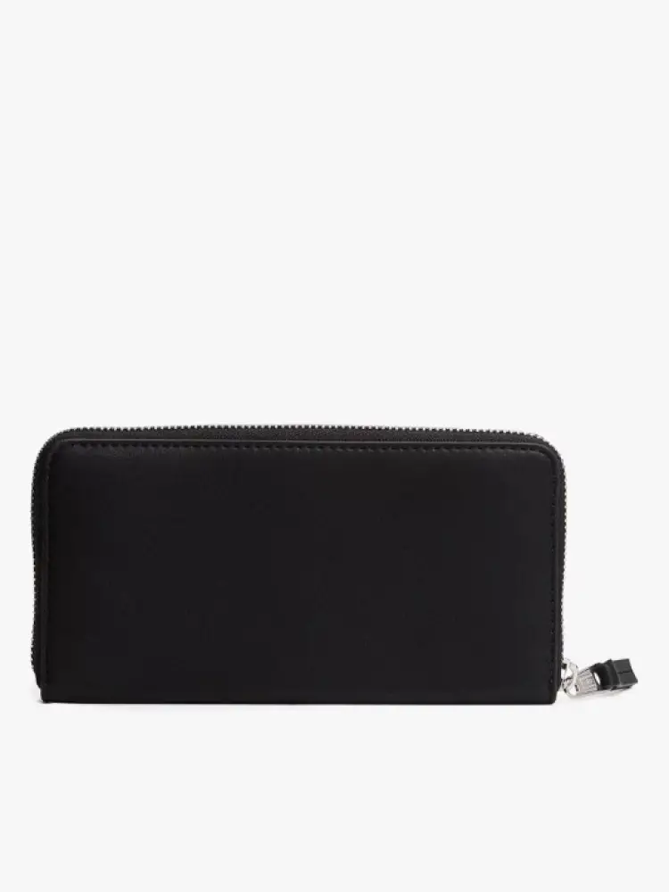 portafoglio nero donna in ecopelle logo in metallo sul davanti miniatura 3