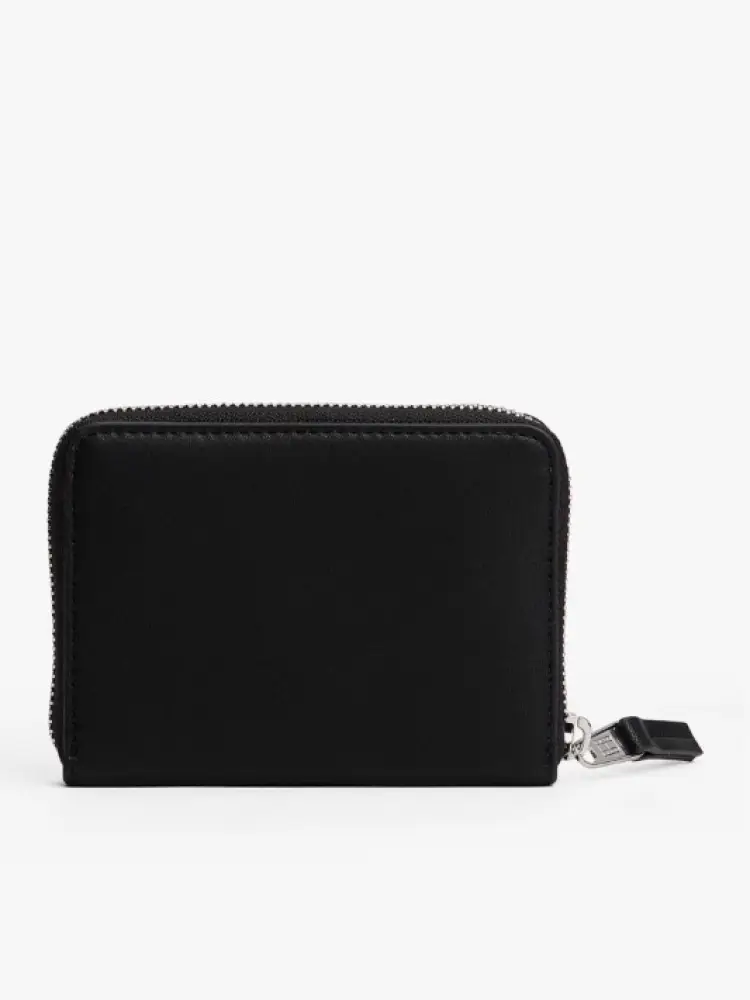 portafoglio nero donna in ecopelle logo sul davanti miniatura 3