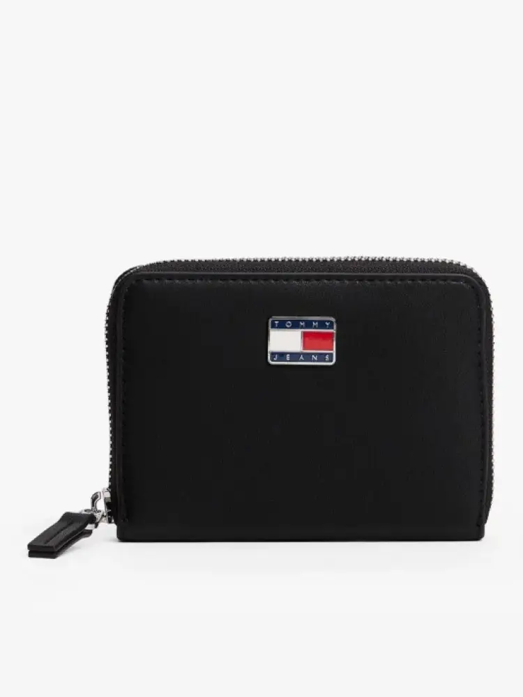 portafoglio nero donna in ecopelle logo sul davanti