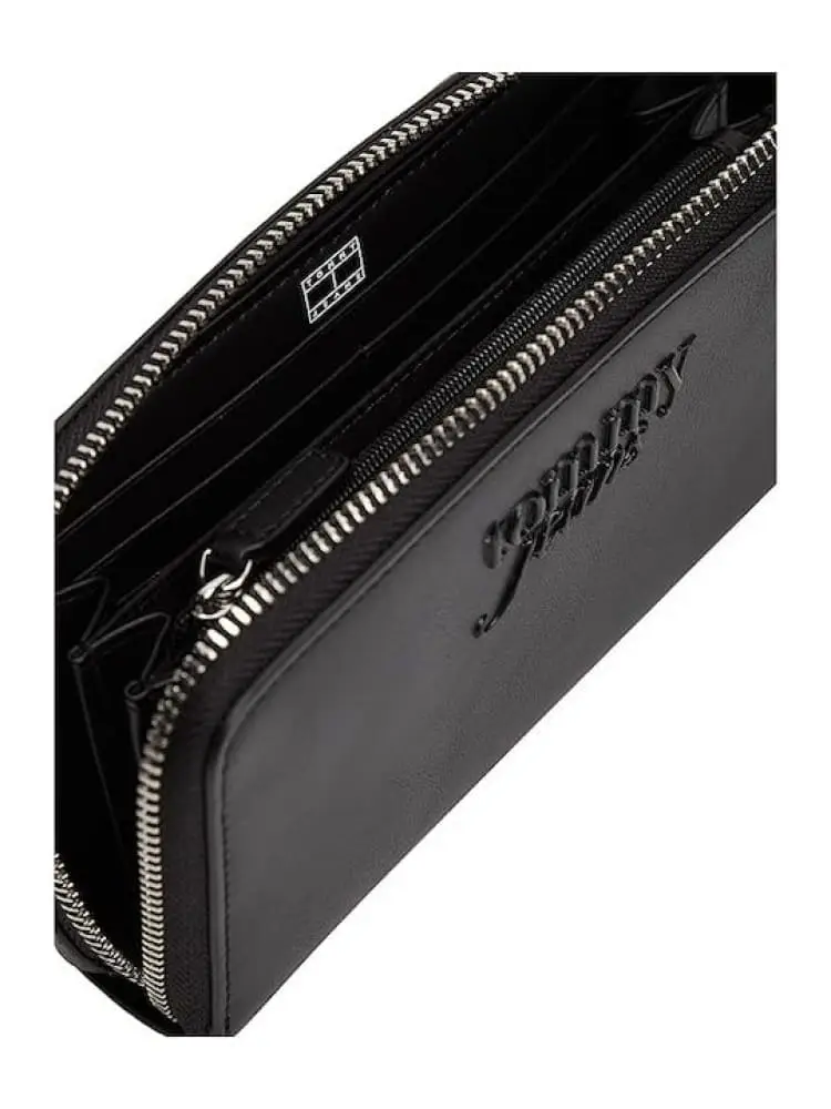 portafoglio nero donna logo sul davanti miniatura 3