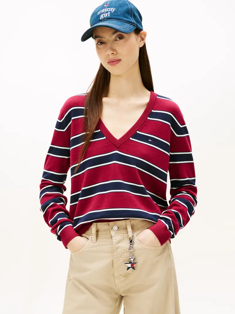 Pullover Essential navy / rosso scuro / bianco naturale miniatura 2