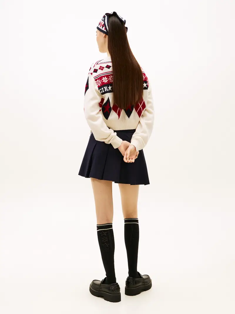 Pullover 'FAIR ISLE' écru / rosso sangue / nero Écru miniatura 3