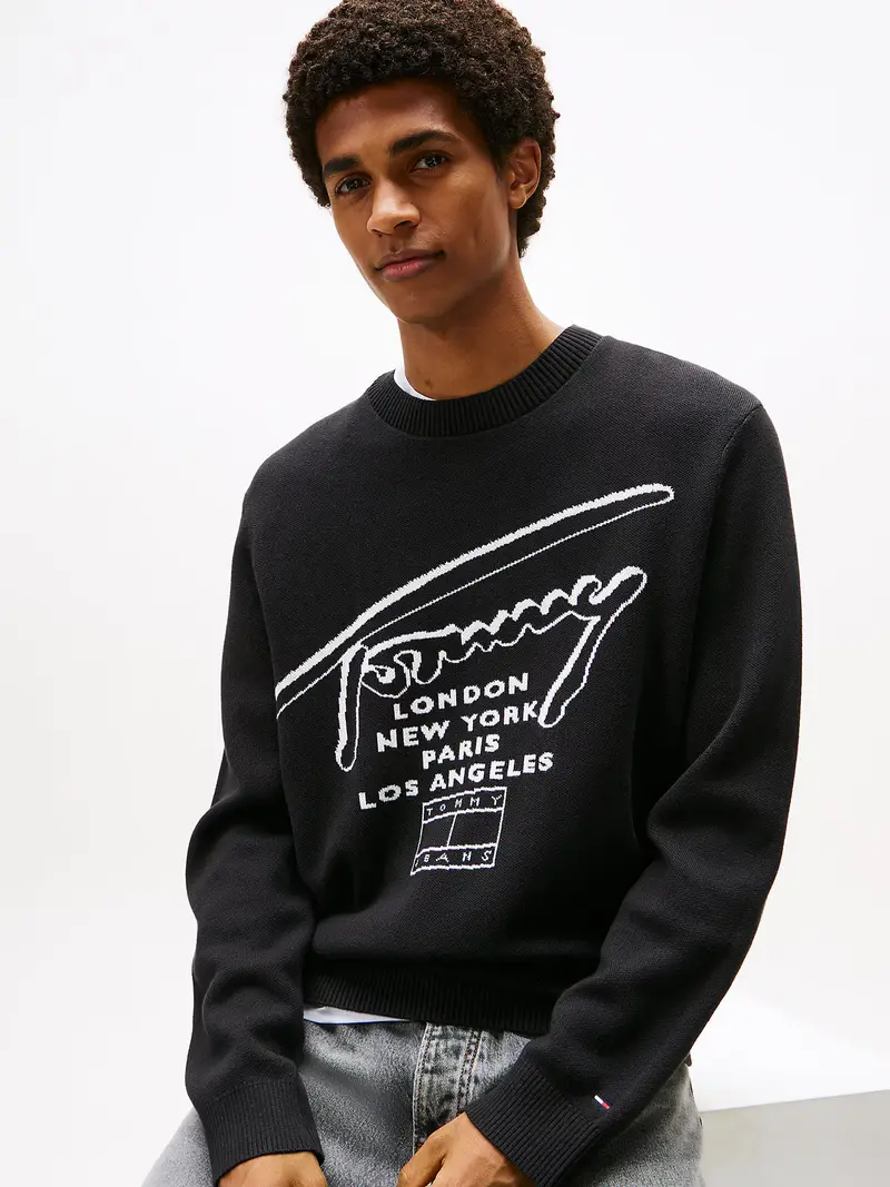 Pullover nero / bianco miniatura 3