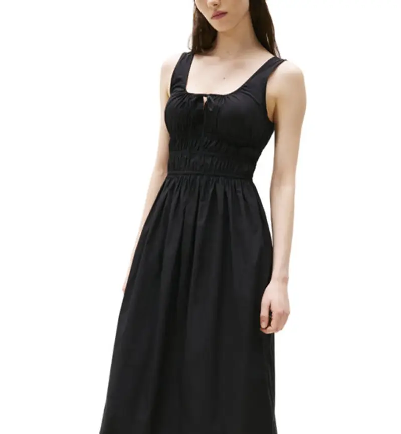 Rouche Midi Poplin W - vestito - donna Black