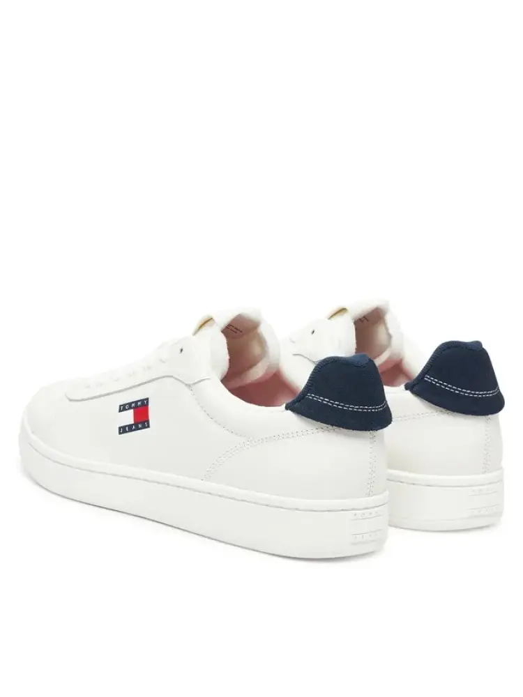 scarpe bianche uomo in ecopelle retro blu logo sul lato miniatura 3