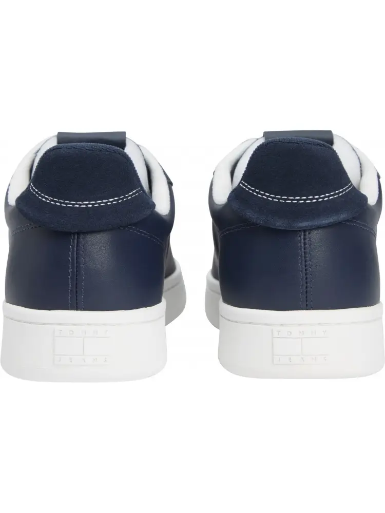 scarpe blu navy uomo in pelle logo sul lato miniatura 3