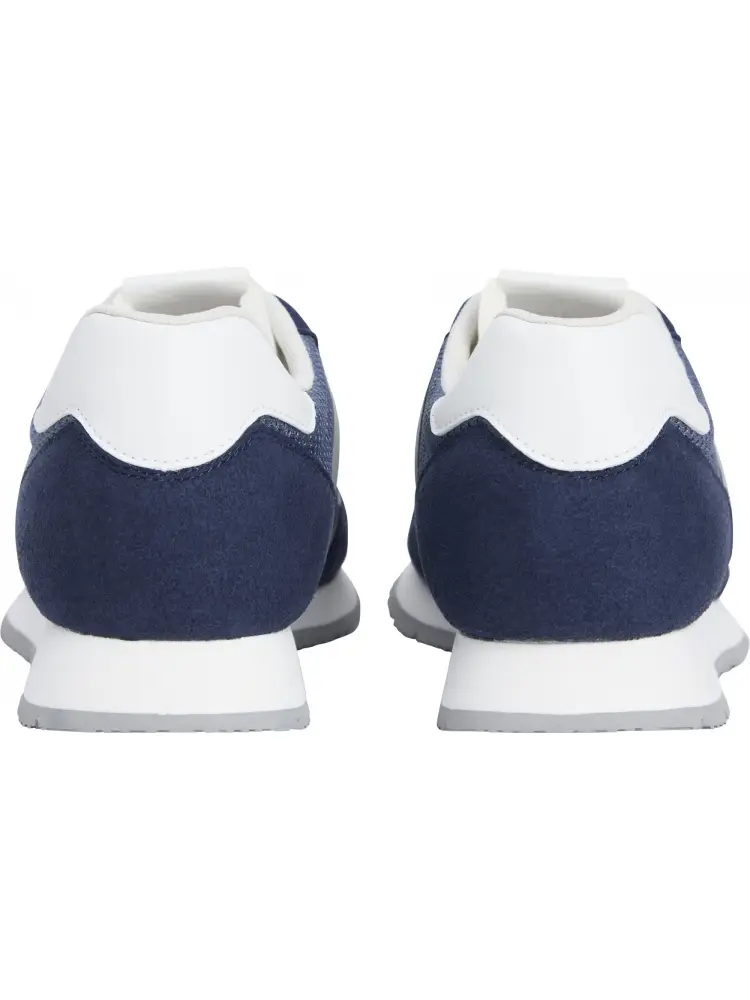 scarpe blu navy uomo in tessuto logo sul lato miniatura 3