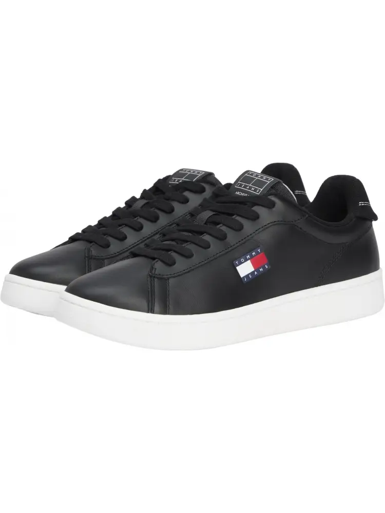 scarpe nere uomo in pelle logo sul lato miniatura 2