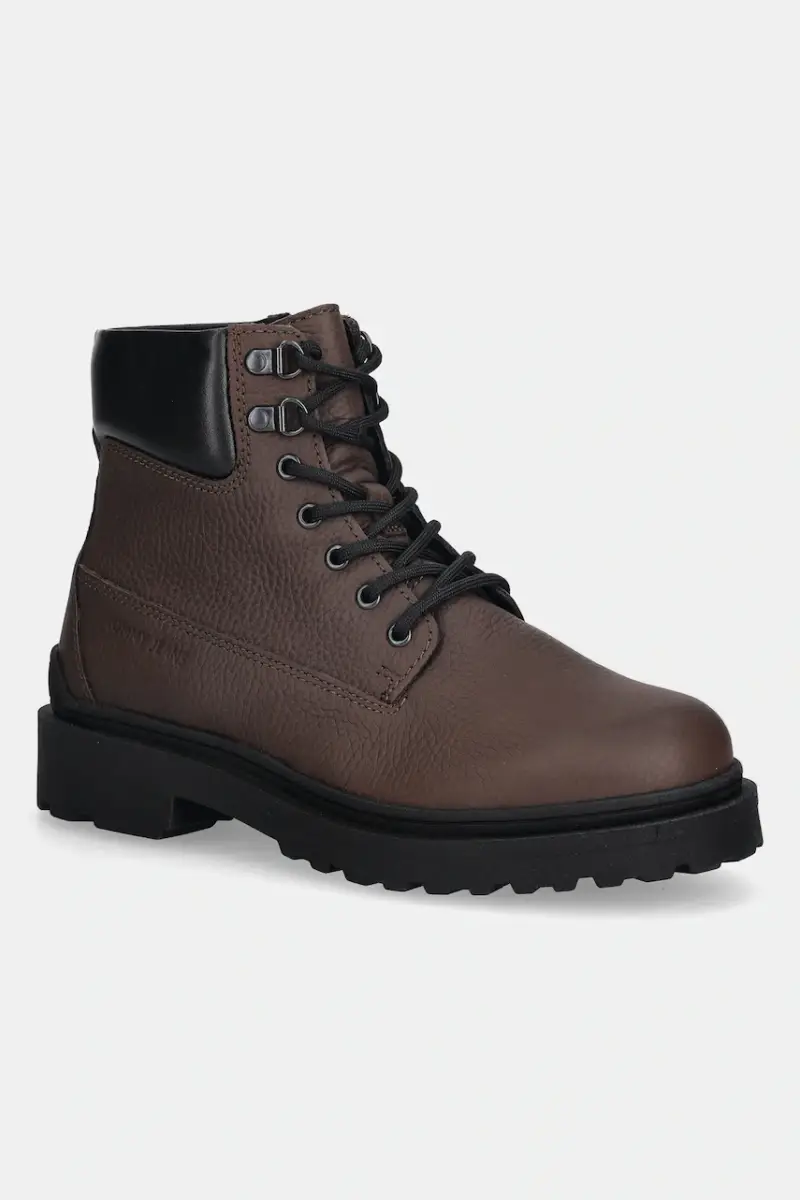 scarpe TJM LACE UP BOOT LEATHER uomo colore marrone EM0EM01629