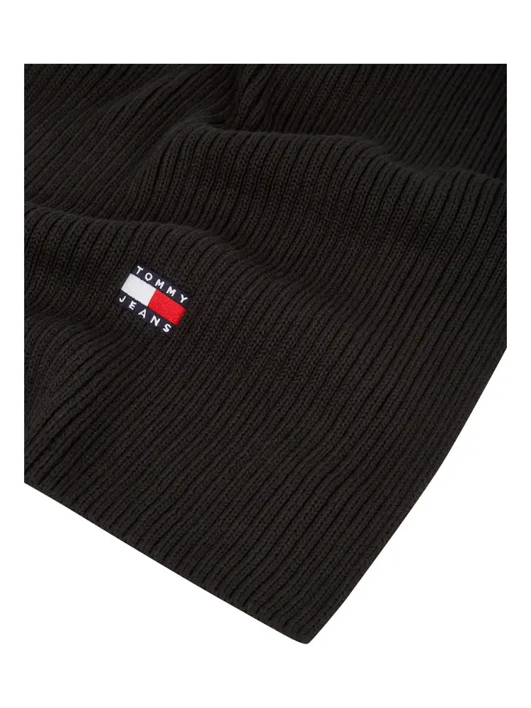 sciarpa nera uomo in cotone patch logo a contrasto miniatura 3