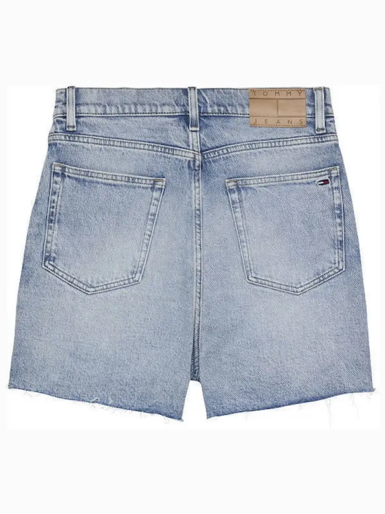 shorts in denim donna patch con logo miniatura 2