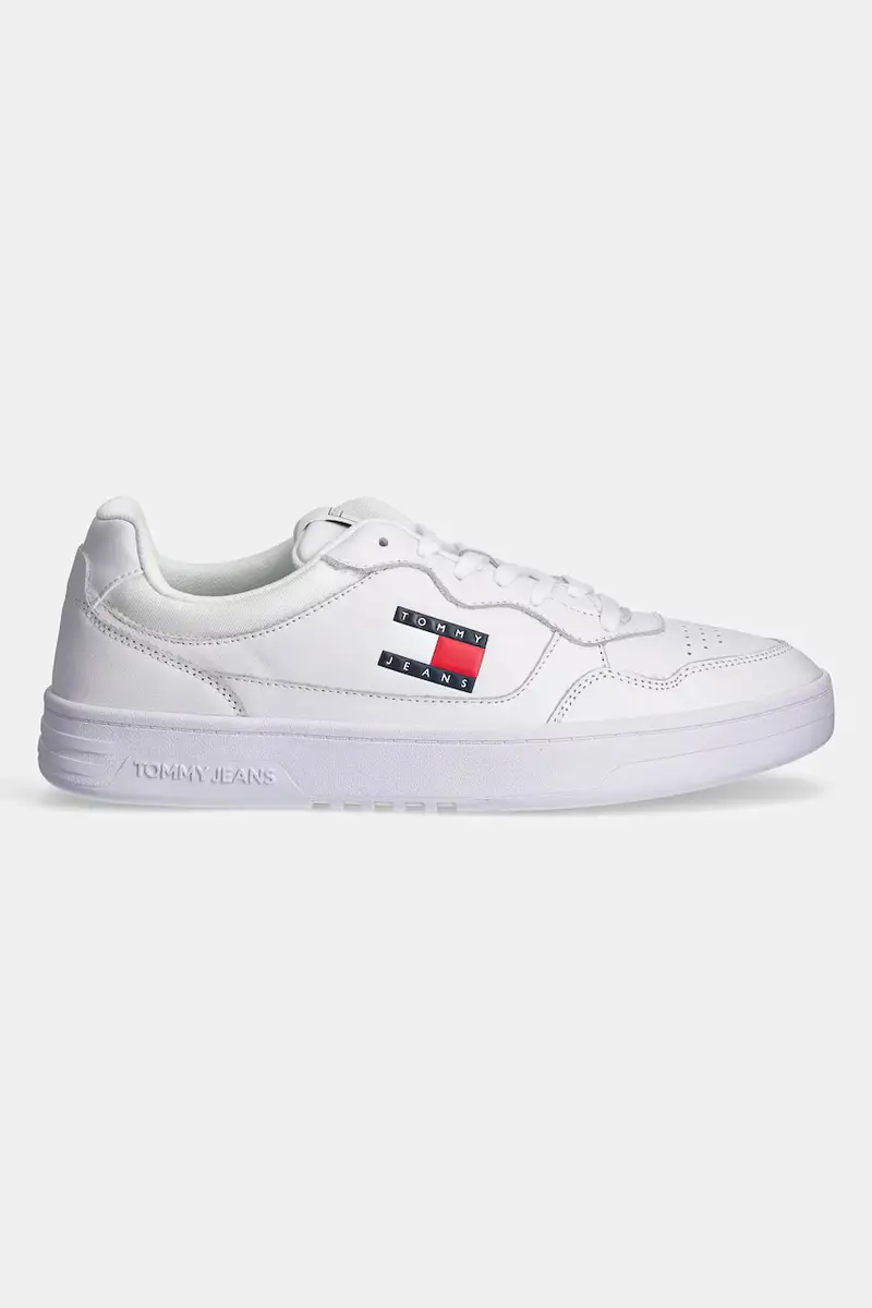 sneakers in pelle TJM CUPSOLE LEATHER ESS colore nero EM0EM01443 Bianco miniatura 2
