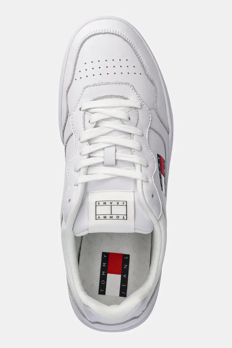 sneakers in pelle TJM CUPSOLE LEATHER ESS colore nero EM0EM01443 Bianco miniatura 4