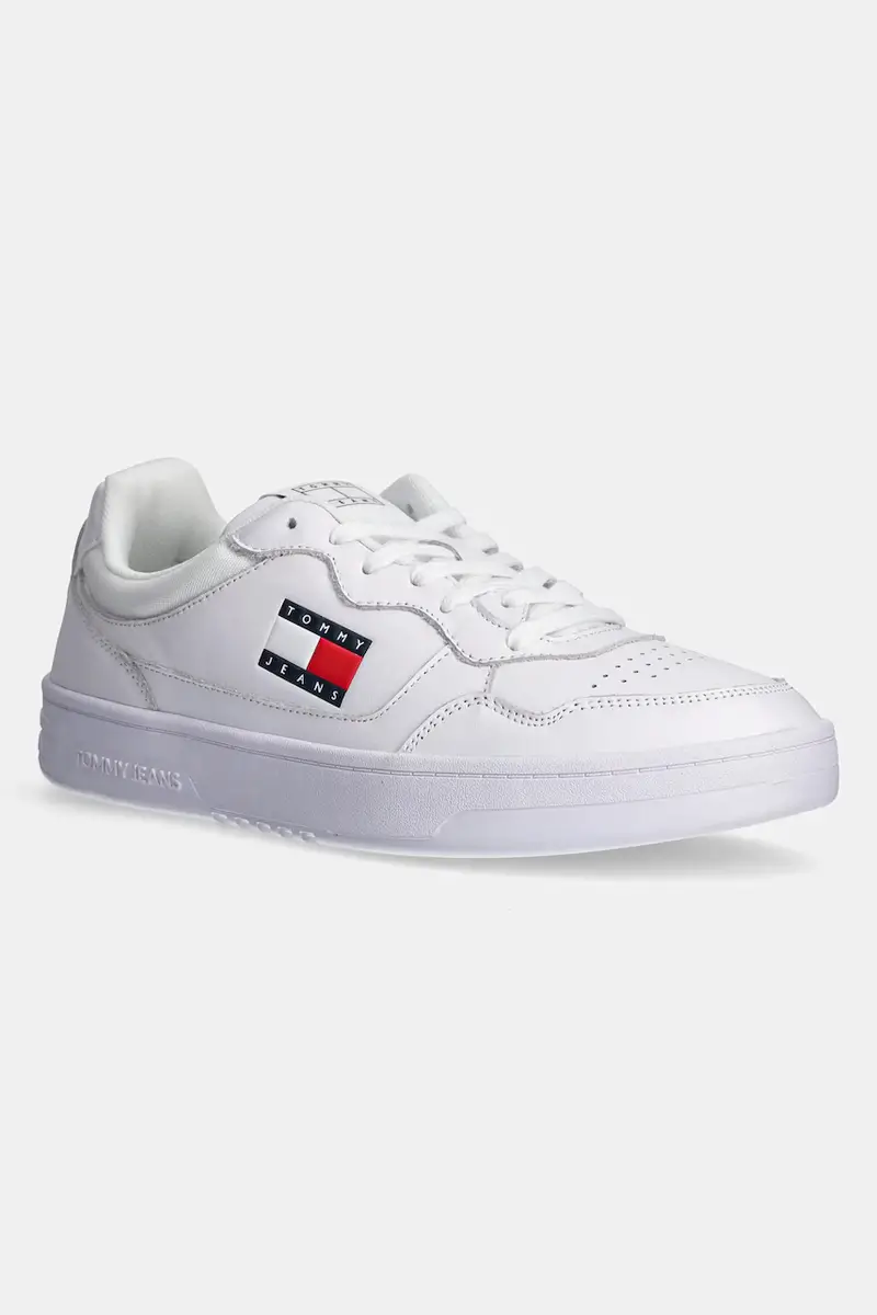 sneakers in pelle TJM CUPSOLE LEATHER ESS colore nero EM0EM01443 Bianco
