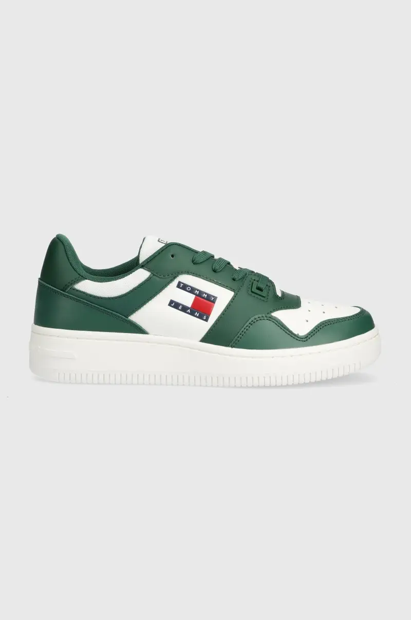 sneakers in pelle TJM RETRO BASKET ESS colore verde EM0EM01395