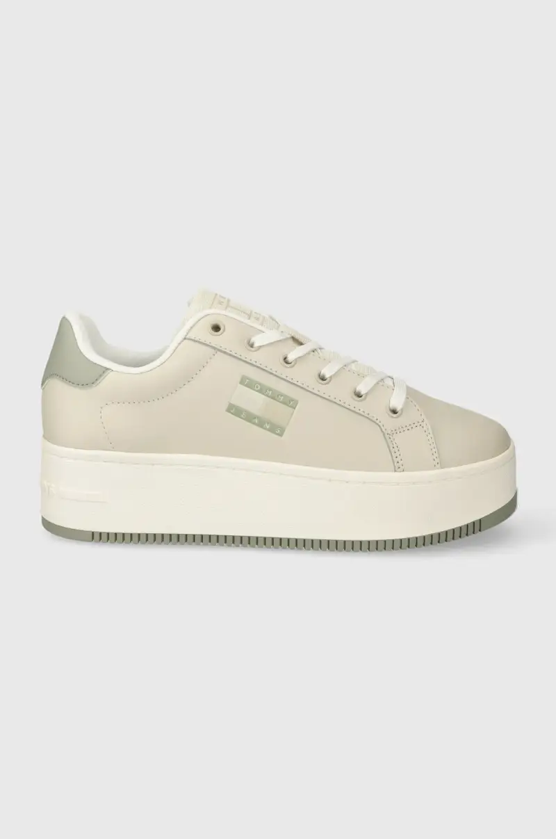 sneakers in pelle TJW FLATFORM ESS colore beige EN0EN02518