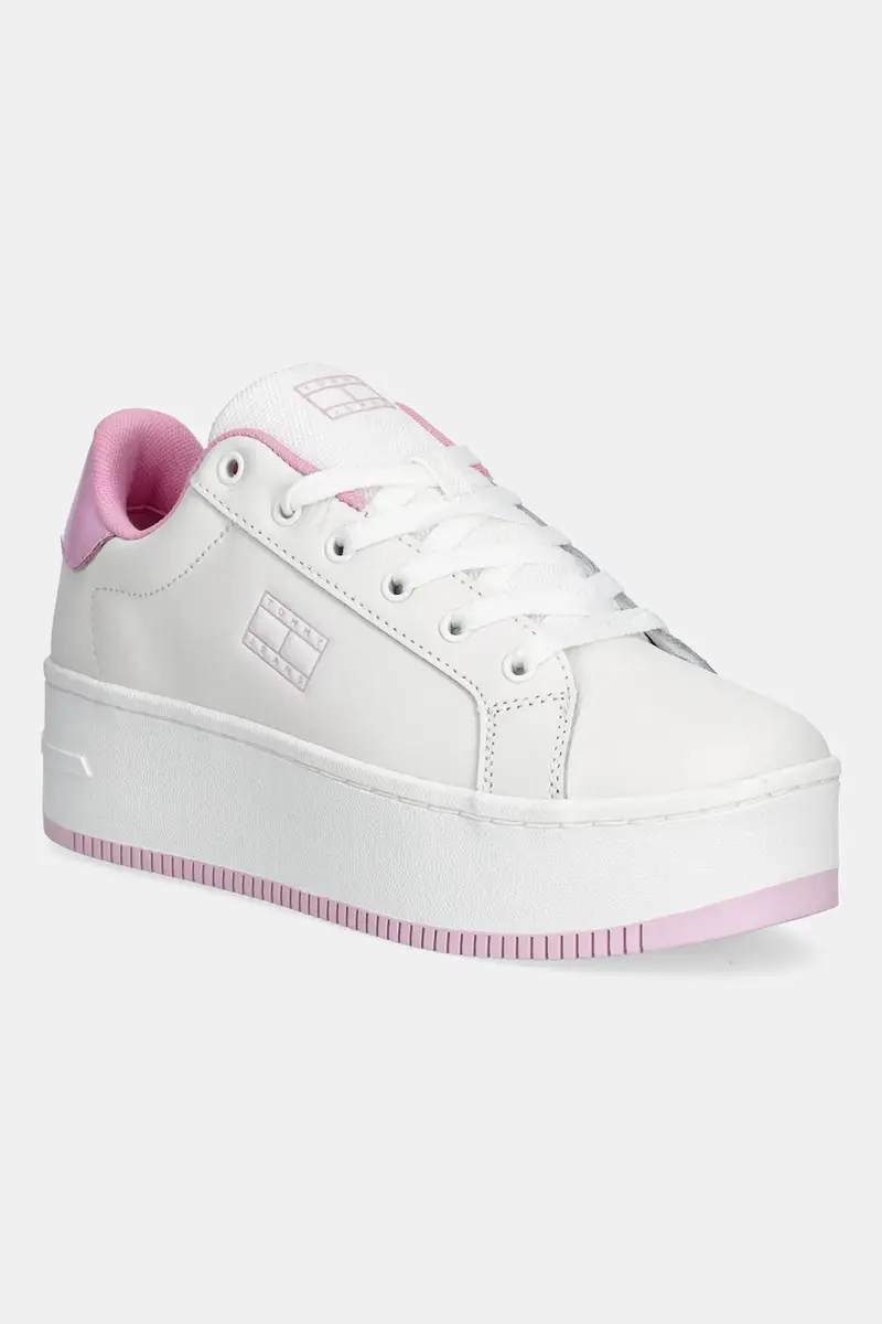 sneakers in pelle TJW FLATFORM PATENT SNEAKER donna colore bianco EN0EN02864
