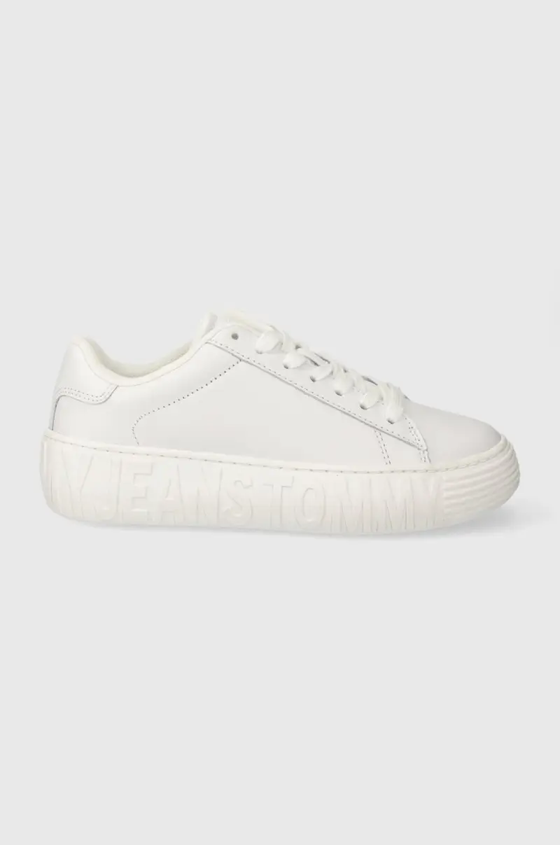 sneakers in pelle TJW LEATHER CUPSOLE ESS colore bianco EN0EN02507