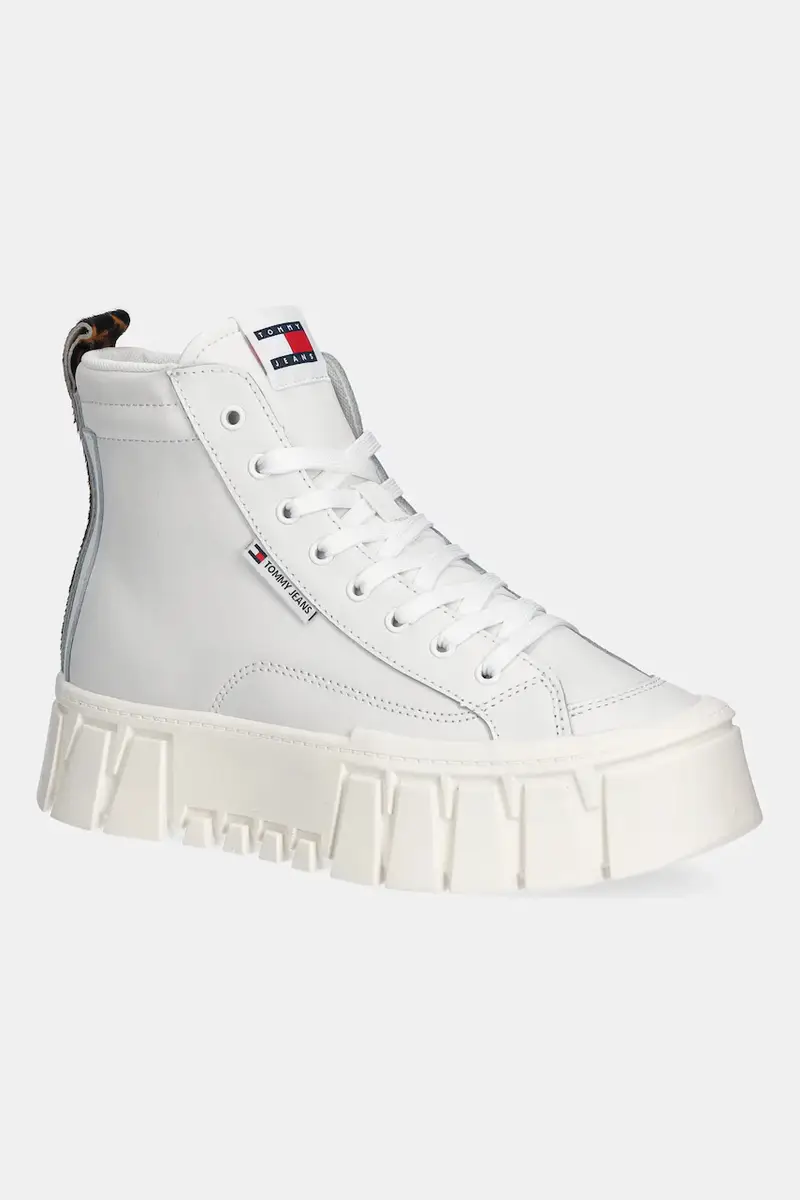 sneakers in pelle TJW VULC FLATFORM LEOPARD donna colore beige EN0EN02858 Bianco