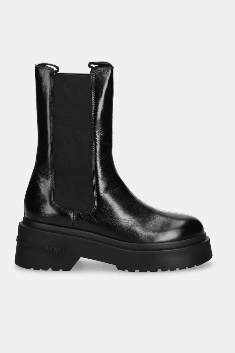 stivaletti alla caviglia in pelle CHUNKY SHINY LEATHER CHELSEA donna colore nero EN0EN02888 miniatura 2