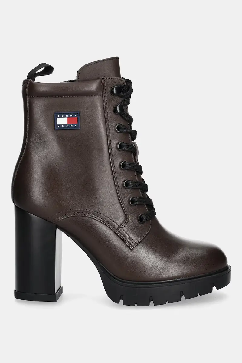 stivaletti alla caviglia in pelle TJW HEEL LACE UP BOOT donna colore marrone EN0EN02832 miniatura 2