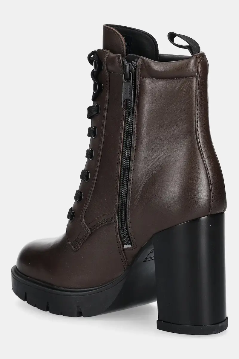 stivaletti alla caviglia in pelle TJW HEEL LACE UP BOOT donna colore marrone EN0EN02832 miniatura 3