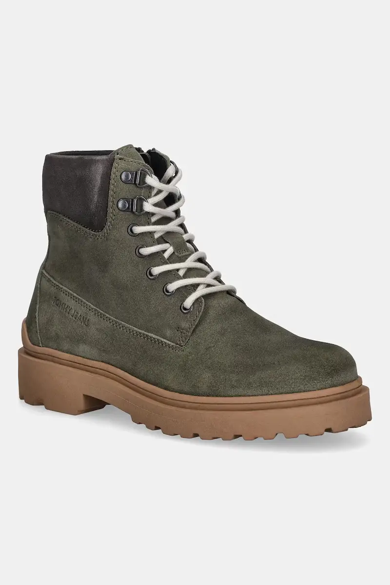 stivali alti in pelle TJM LACE UP BOOT SUEDE colore verde EM0EM01642