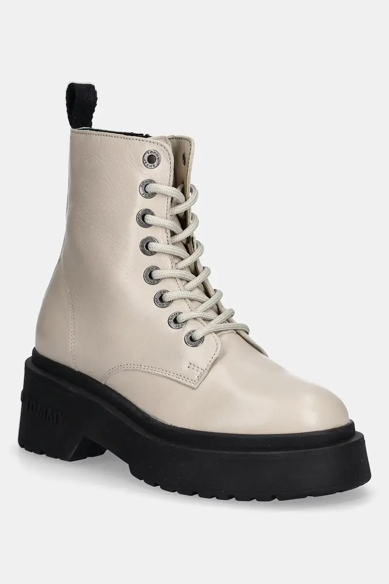stivali da motociclista in pelle TJW CHUNKY SHINY LEATHER BOOT donna colore beige EN0EN02848