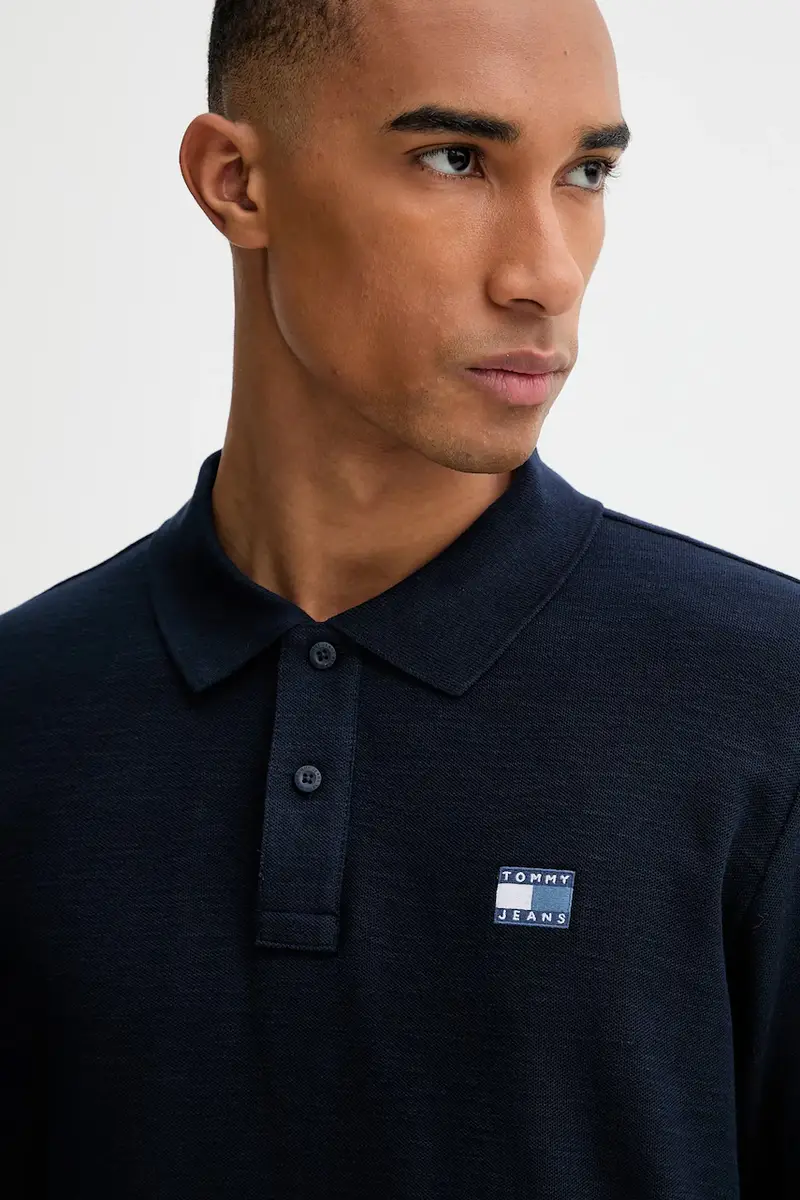 top a maniche lunghe in cotone colore blu navy con applicazione DM0DM22125 miniatura 4