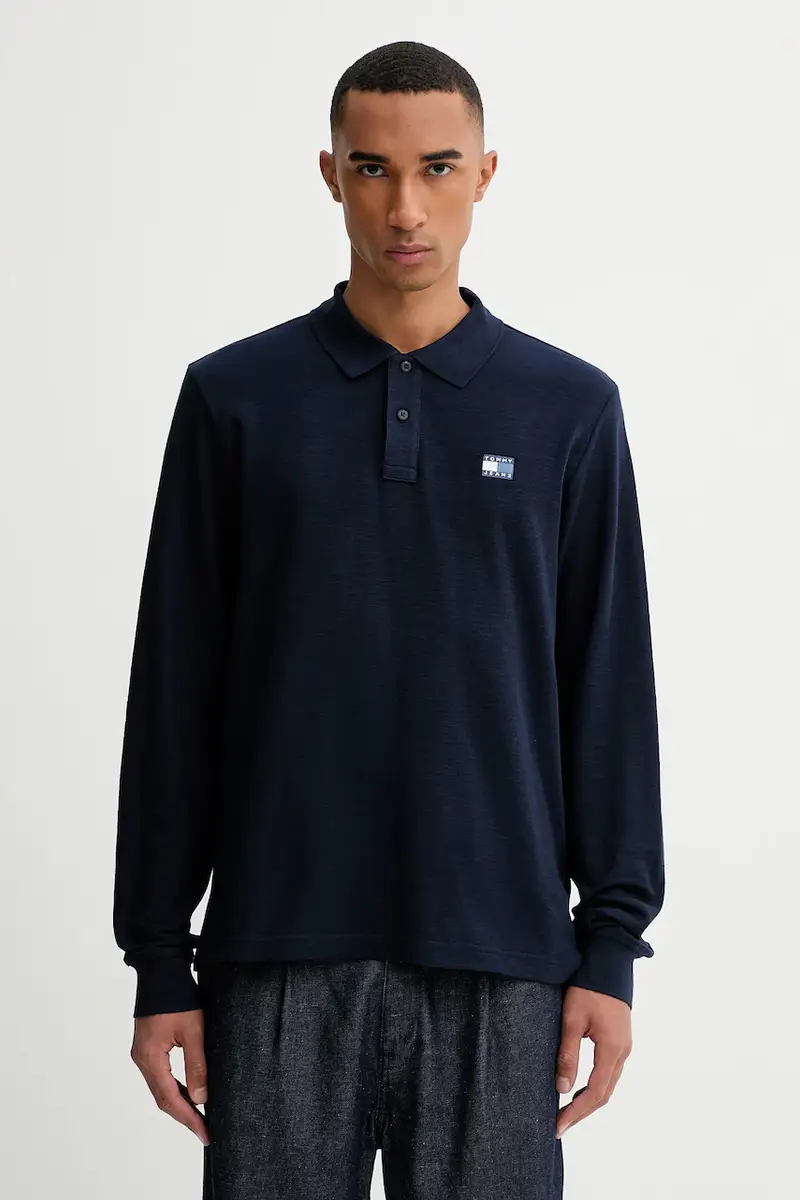 top a maniche lunghe in cotone colore blu navy con applicazione DM0DM22125