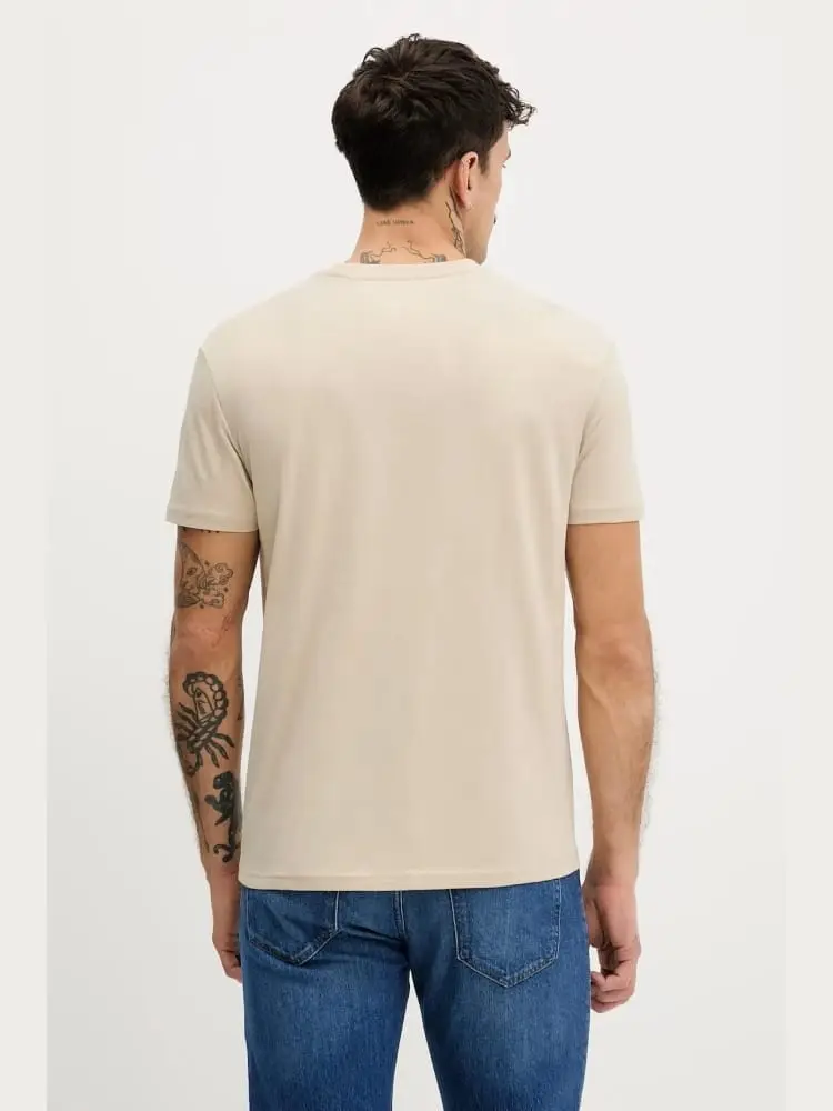 tshirt beige uomo logo sul davanti miniatura 2