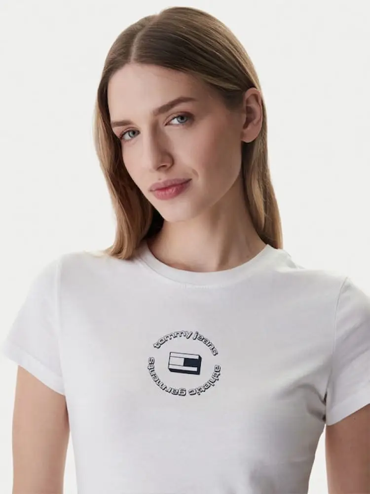 tshirt bianca donna logo sul davanti miniatura 3