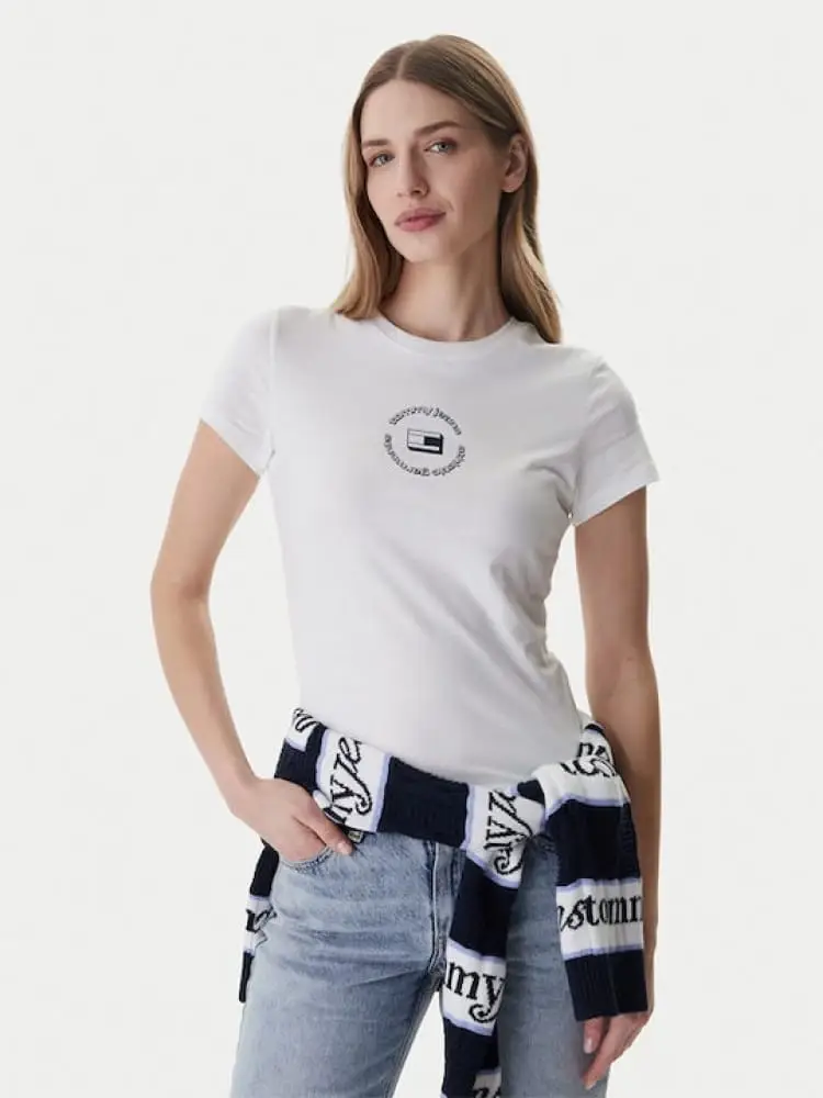 tshirt bianca donna logo sul davanti