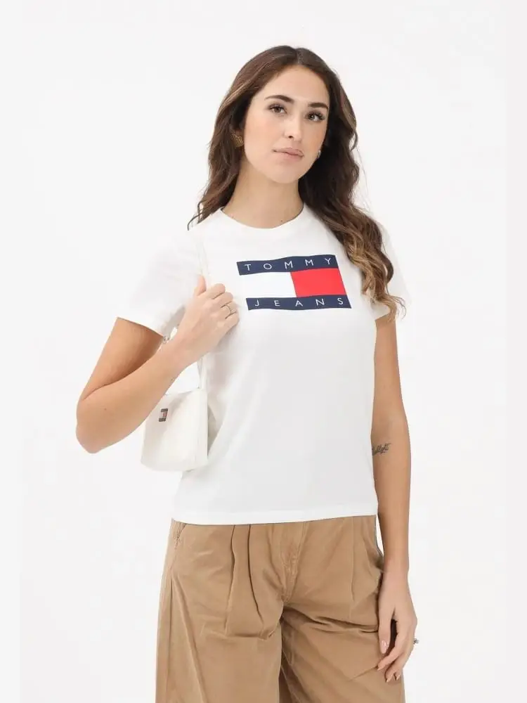tshirt bianca donna maxi logo
