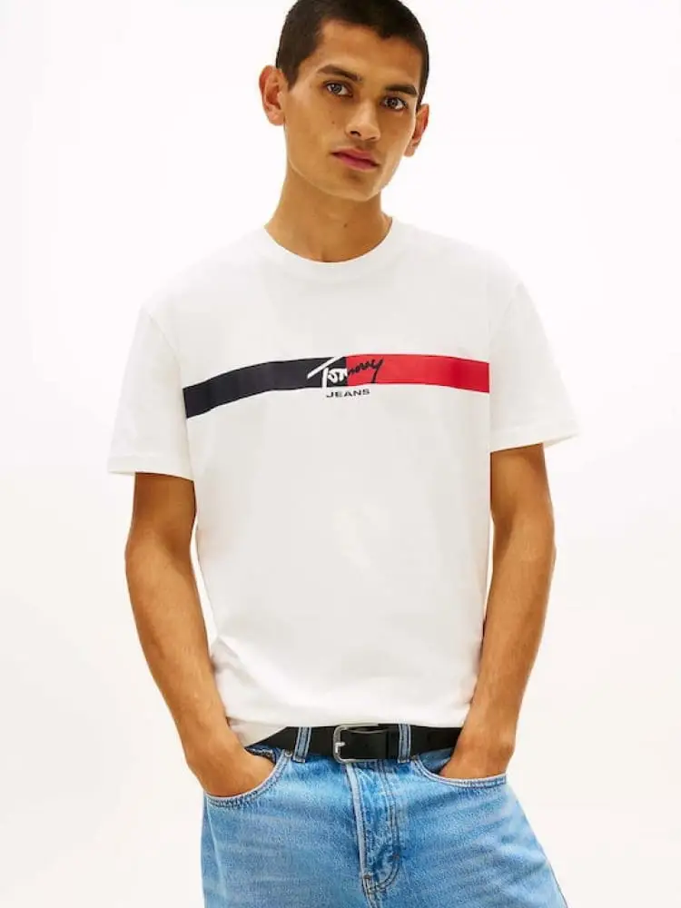 tshirt bianca uomo logo sul davanti miniatura 2