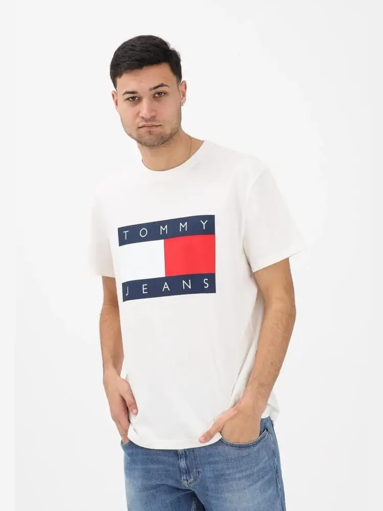 tshirt bianca uomo maxi logo