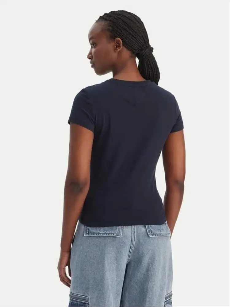 tshirt blu navy donna logo sul davanti miniatura 2