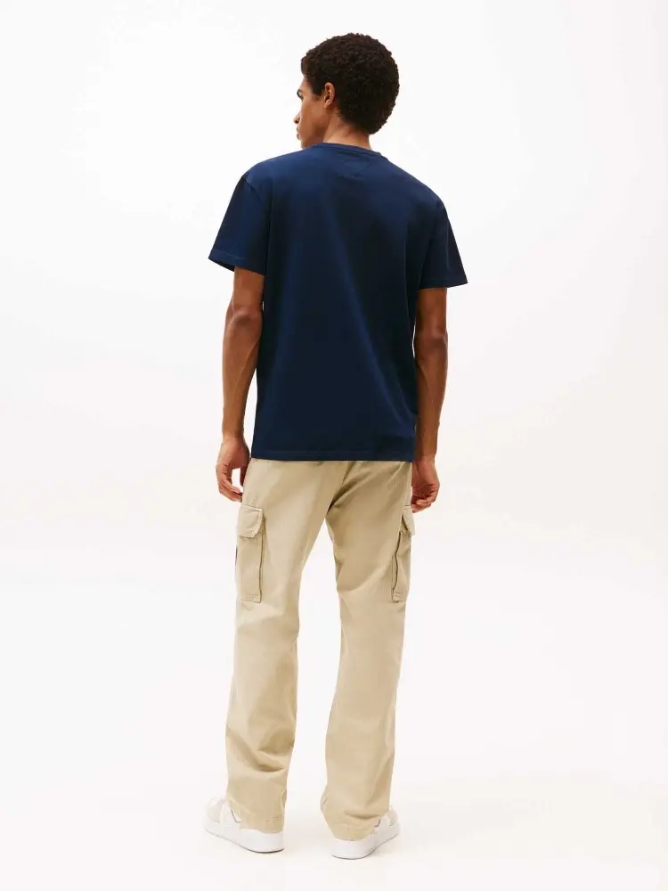 tshirt blu navy uomo in cotone maxi logo sul davanti miniatura 3