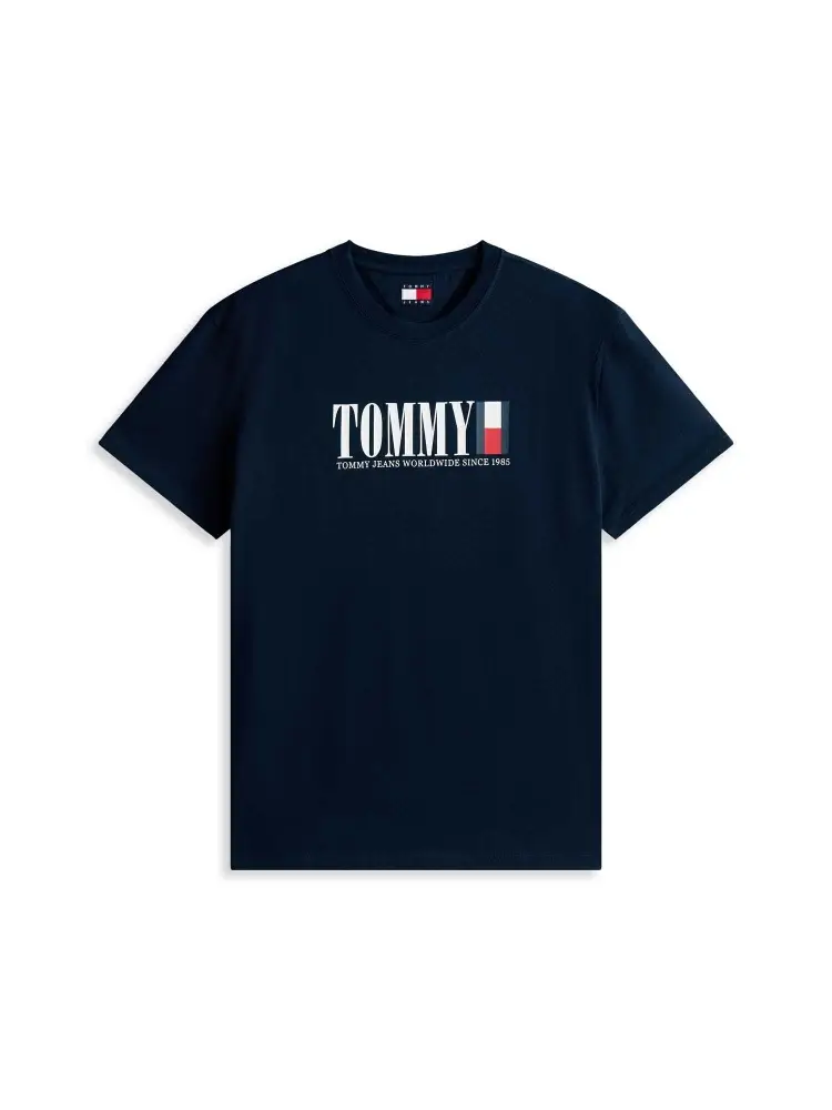 tshirt blu navy uomo in cotone maxi logo sul davanti
