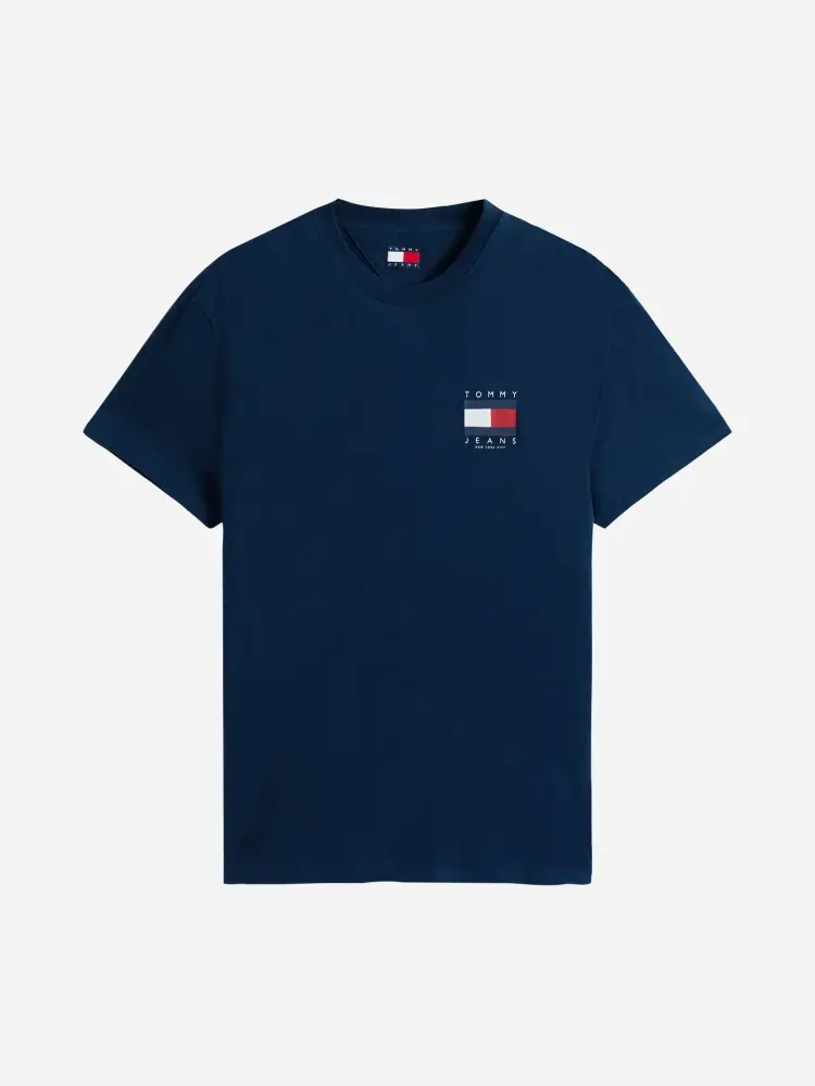 tshirt blu navy uomo in cotone maxi stampa logo sul retro