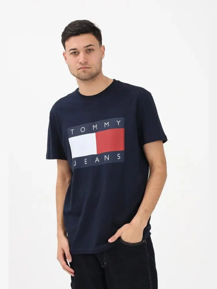 tshirt blu scuro uomo maxi logo